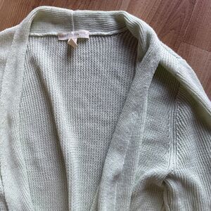Eileen Fisher Light Pastel Green Organic Linen Cotton Open Cardigan Sz PS/PP